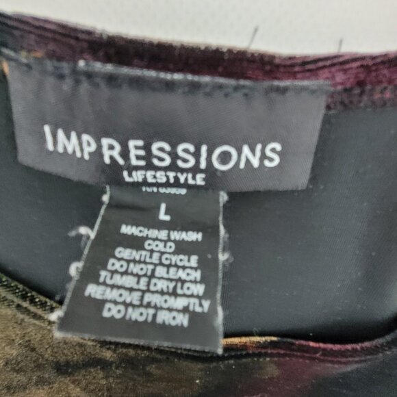 VTG Impressions Top Women's L Purple Eggplant Green Leaves Tunic Long Sleeve - Picture 3 of 13